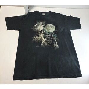 The Mountain Y2k  T Shirt Wolves Howling at the Moon XL 2007 Nature Animal‎ Wolf